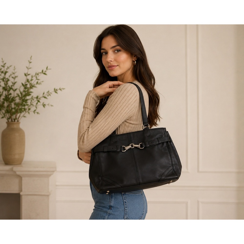 Vintage Y2K COACH Soho Hobo Hampton Buckle‎ Black Leather Shoulder Bag